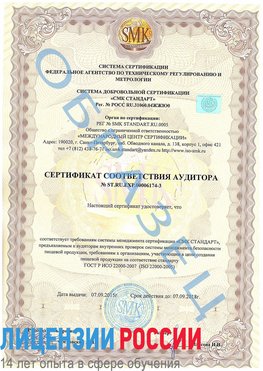 Образец сертификата соответствия аудитора №ST.RU.EXP.00006174-3 Веселый Сертификат ISO 22000